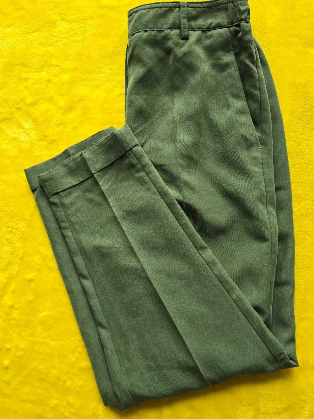MNG Suit Mango High Rise Slit Front Hem olive green Slim Pants Size 2 Small
